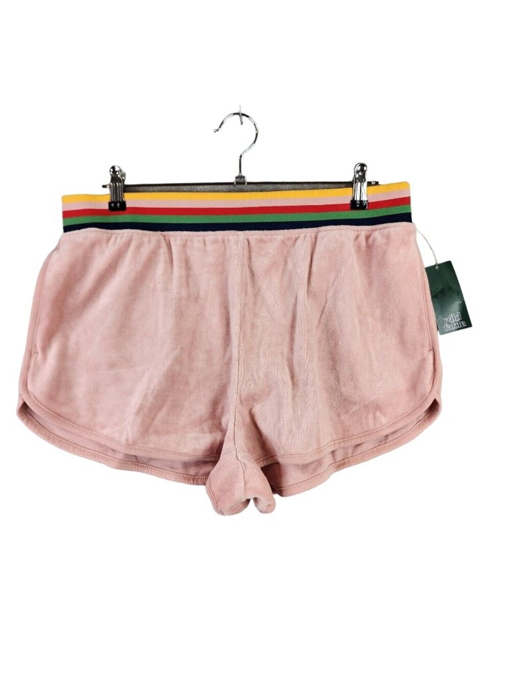 Womens Wild Fable Pink Velour Track Shorts Mid-Rise Multicolor Elastic Waist L